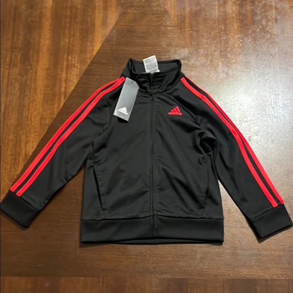 Adidas Kids Black and Red Jacket - Picture 1 of 8